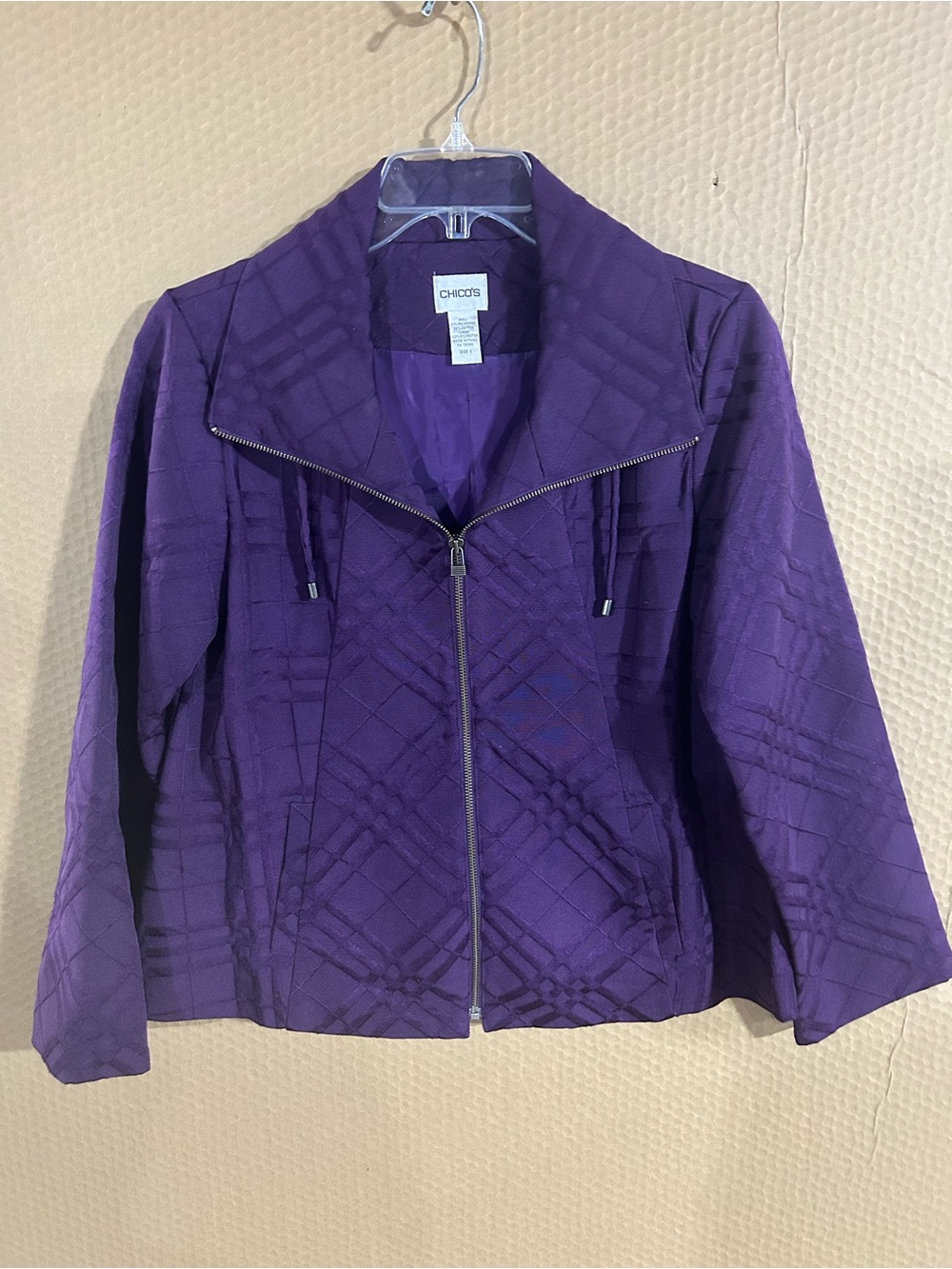 Chico's Quilted Purple Zip-Front Jacket